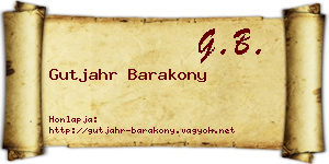 Gutjahr Barakony névjegykártya